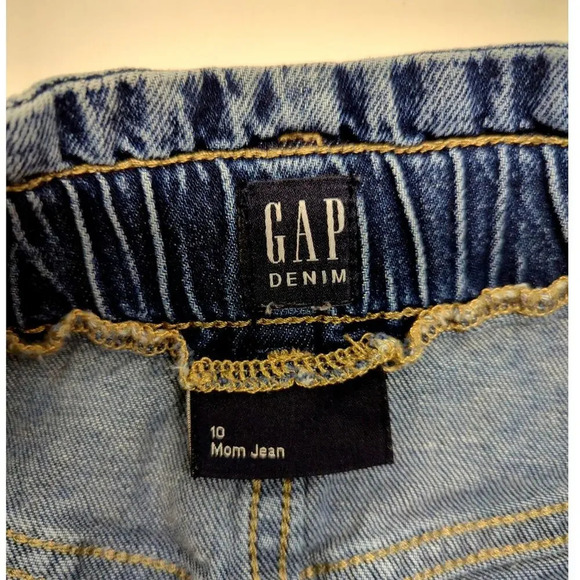 Gap Denim Mom Jeans High Rise Elastic Paperbag Waist - Kids Size 10 - Picture 7 of 11